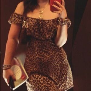 Reformation Jeans Leopard Patterned milkmaid style dress Medium